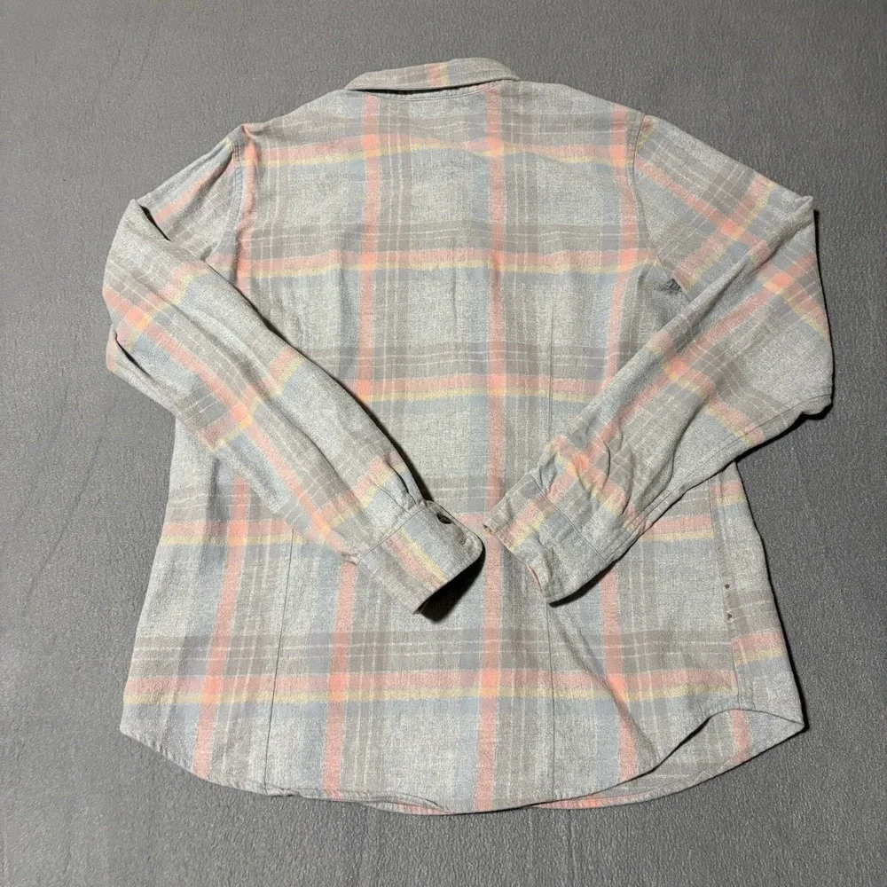 Patagonia LS Shirt Organic Cotton Fjord Flannel Women's L 42405 Gray Pink Plaid - Picture 8 of 10